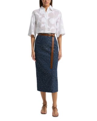Tweed Sequin Denim Skirt