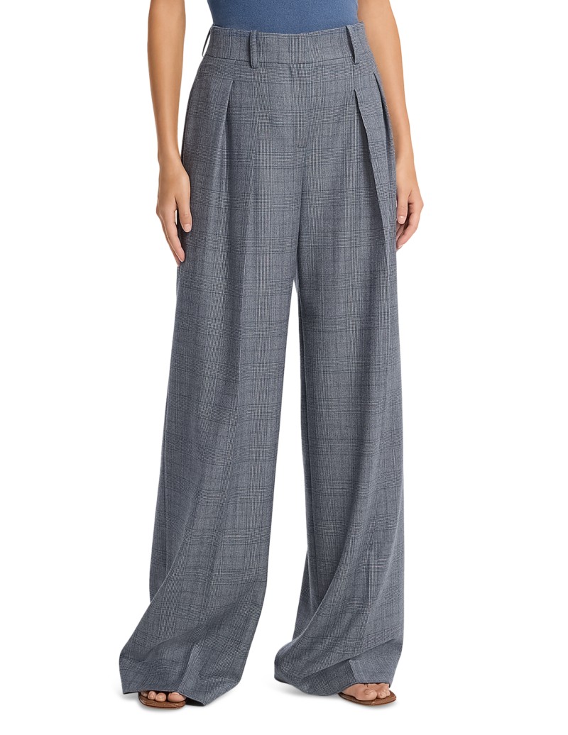 Michael Kors Collection Michael Michael Kors Glen Plaid Wool & Silk Pants in Steel/Lake