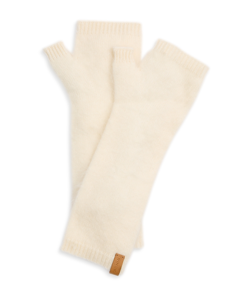 Vince Cashmere Fingerless Arm Warmers In White