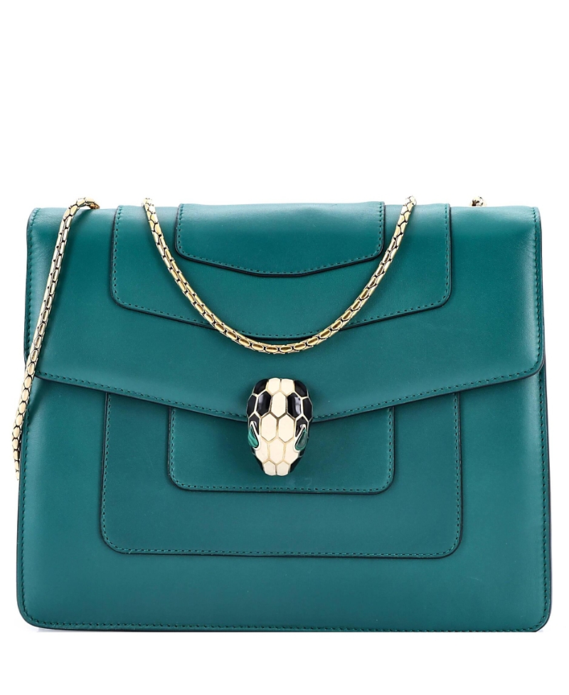 Click to view more detailed imagery on our partner's website Pre-owned Pre-owned Bvlgari Bvlgari Medium Serpenti Forever Square Shoulder Bag Leather In Green