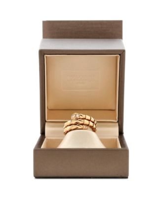  Serpenti Viper Two-Coil Ring 18K Rose Gold with Diamond