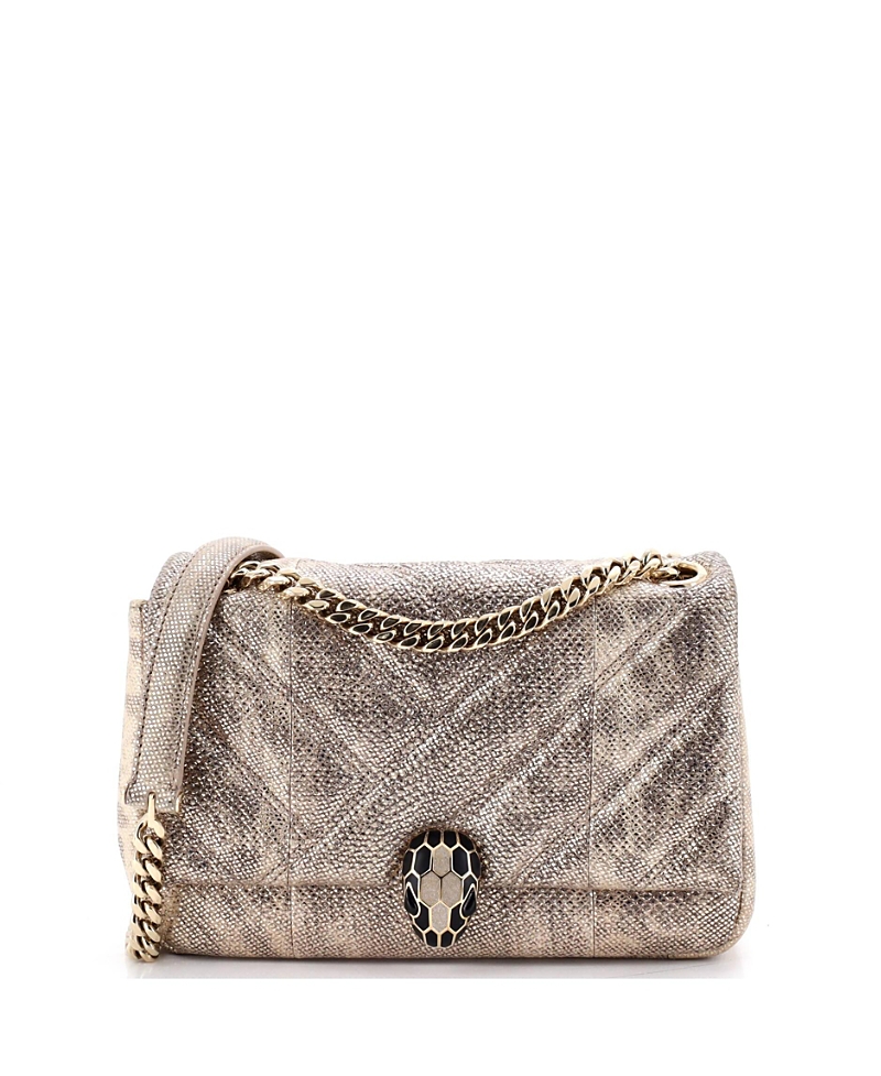 Click to view more detailed imagery on our partner's website Pre-owned Pre-owned Bvlgari Bvlgari Small Serpenti Cabochon Shoulder Bag Diagonal Quilted Metallic Karung In Gold