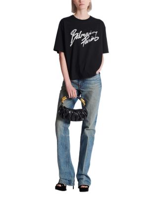  Boxy T-Shirt with Balmain Paris Brush Print