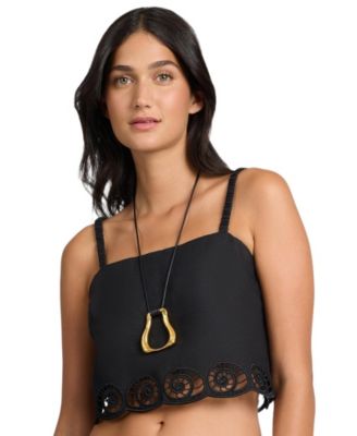  Air Linen Scallop Cropped Top