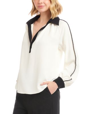 Long Sleeve Colorblock Edge Stitch Top