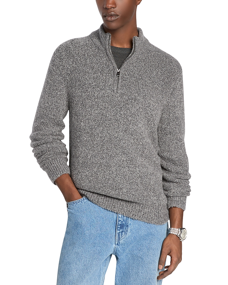 Michael Kors Cozy Luxe Quarter Zip Sweater In Gray
