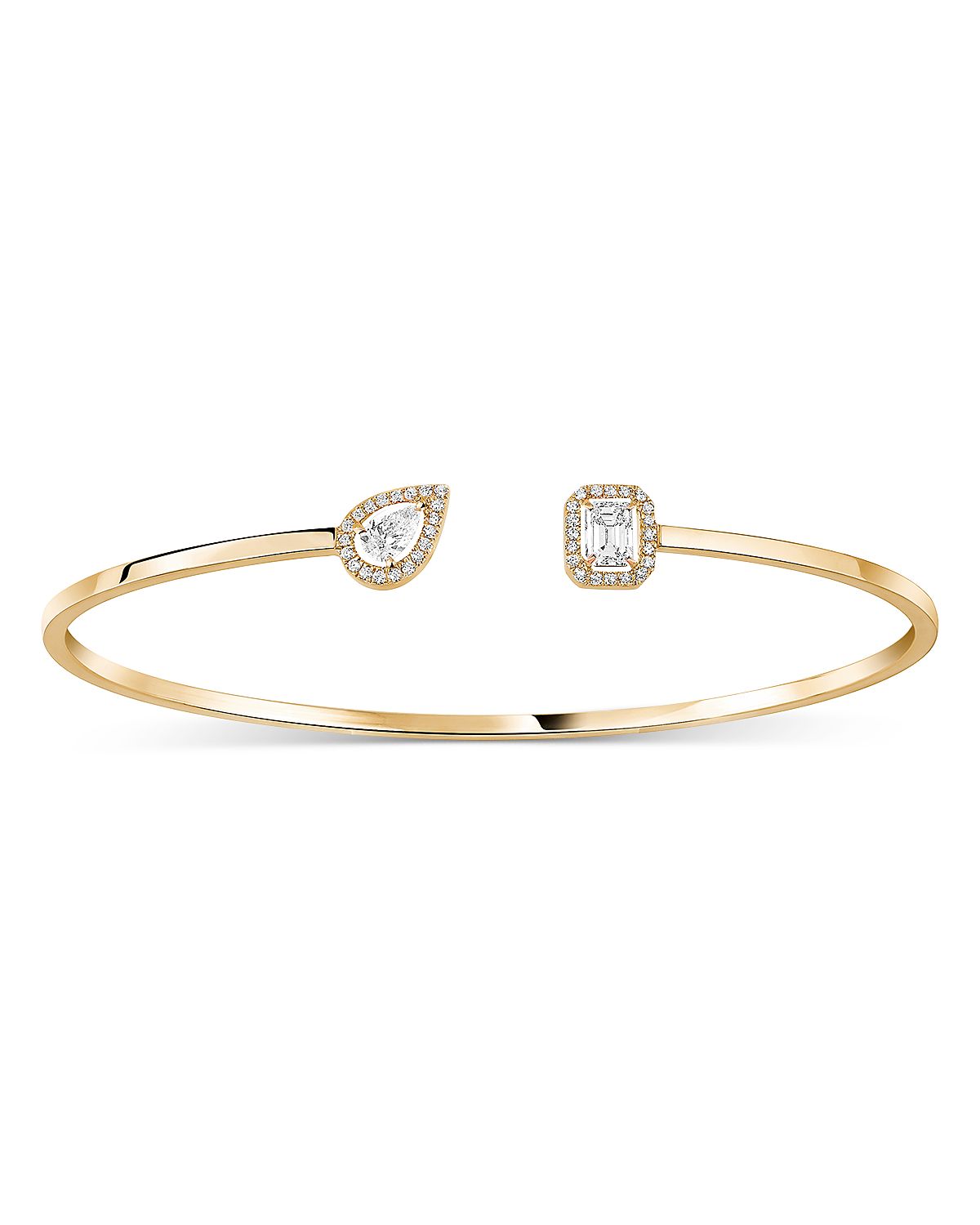 Messika 18K White Gold My Twin Diamond Pear & Emerald Cut Toi & Moi Halo Cuff Bracelet