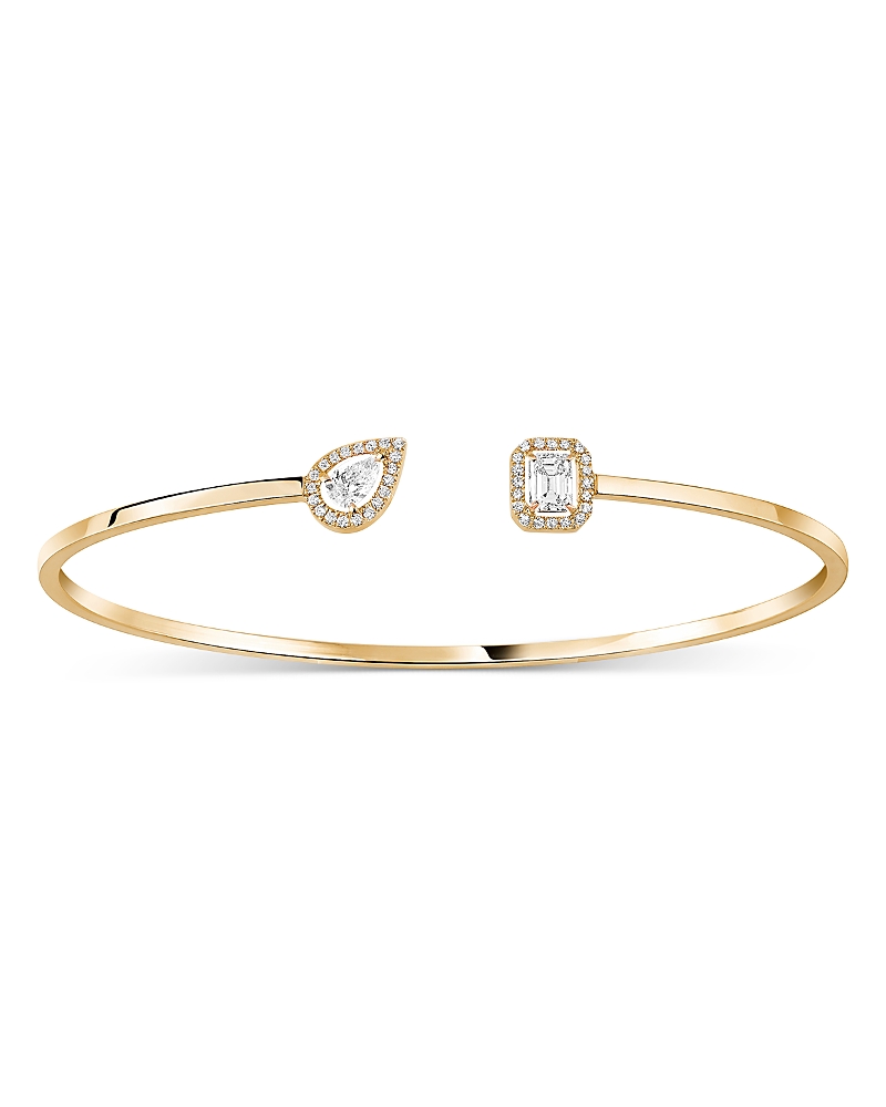 Messika 18K White Gold My Twin Diamond Pear & Emerald Cut Toi & Moi Halo Cuff Bracelet