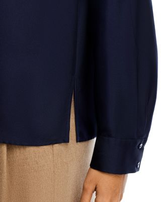 Silk Twill Mandarin Collar Top