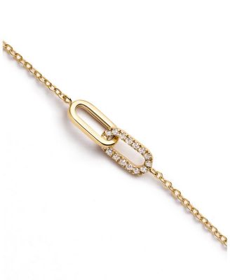  Solid Yellow Gold Lab Grown Diamond Link Necklace
