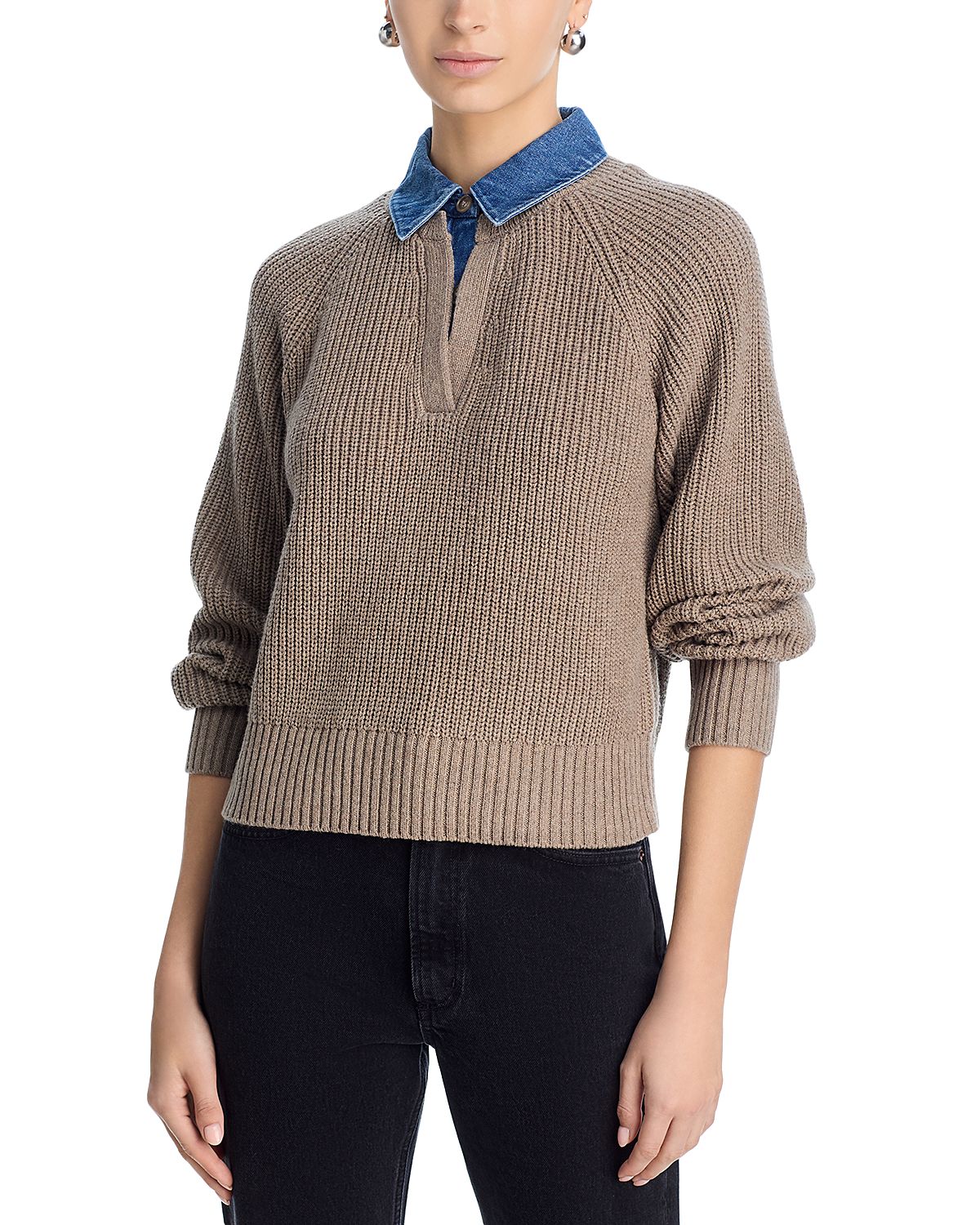 Aqua Denim Collar Sweater - Exclusive
