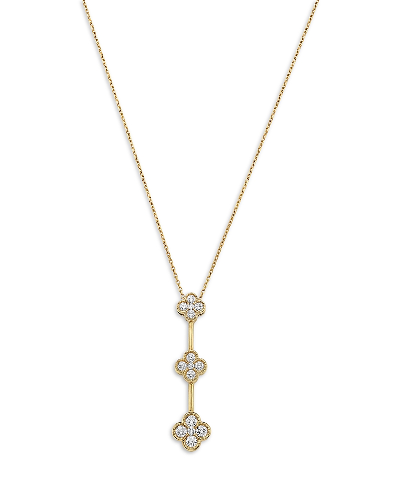 Bloomingdale's Fine Collection Diamond Clover Pendant Necklace in 14K Yellow Gold, 0.50 tcw