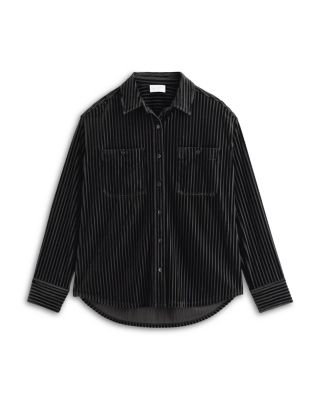 Flocked Velvet Striped Shirt