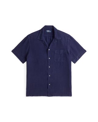 Classic Fit Slub Linen Camp Shirt