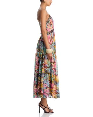 Sleeveless Abstract V Neck Midi Dress - Exclusive