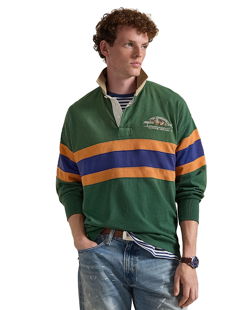 Polo Ralph Lauren Vintage Fit Embroidered Rugby Shirt In Green