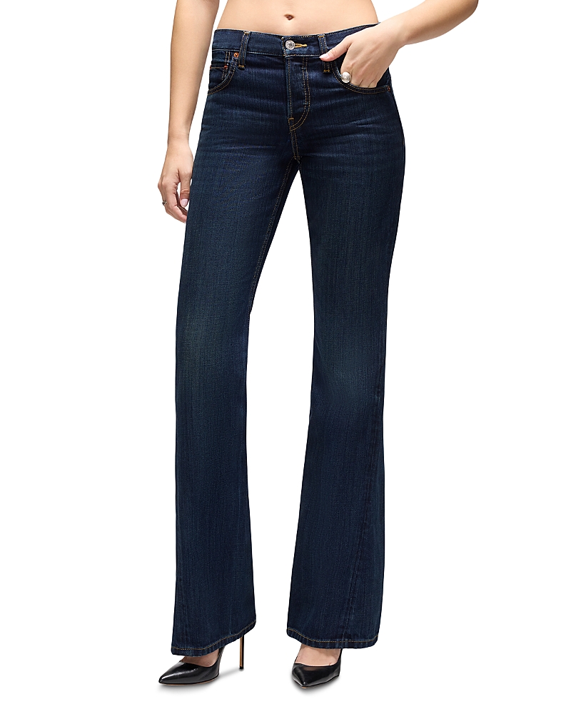 Re/done Twisted Mid Rise Bootcut Jeans In Dark Lady Blue In Blue