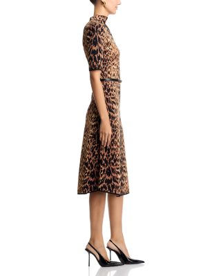 Mock Neck Animal Jacquard Dress