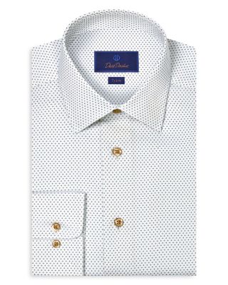 Trim Fit Micro Geometric Print Dress Shirt
