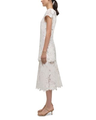 Laura Guipure Lace Cap Sleeve Midi Dress