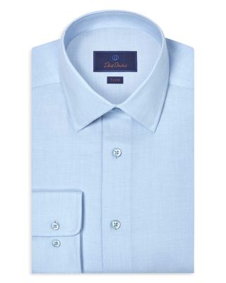 Trim Fit Cashmere Blend Solid Twill Dress Shirt
