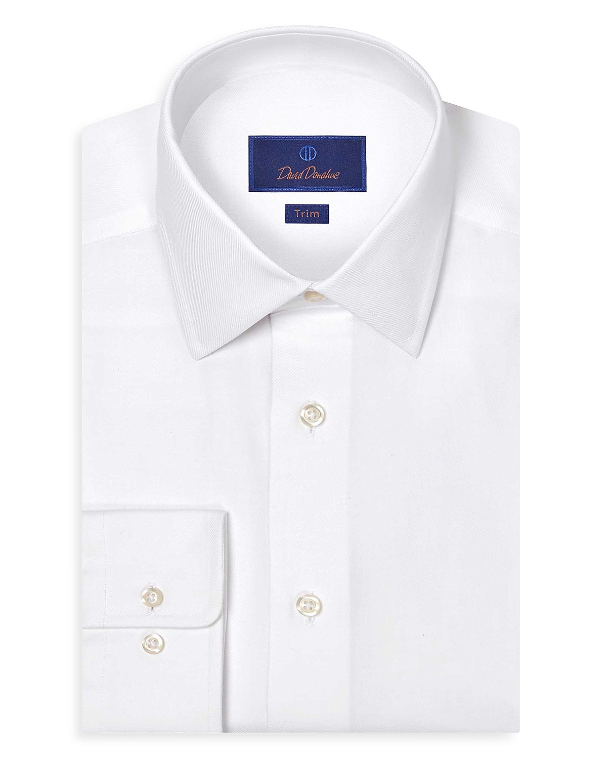 David Donahue Trim Fit Cashmere Blend Solid Twill Dress Shirt