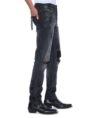 Chitch Powder Slim Fit Distressed Jeans in Charcoal Gray