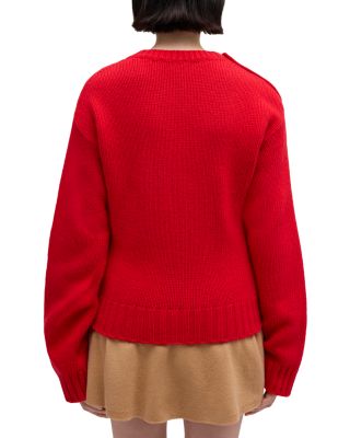 Wool Blend Crewneck Chunky Cable Sweater