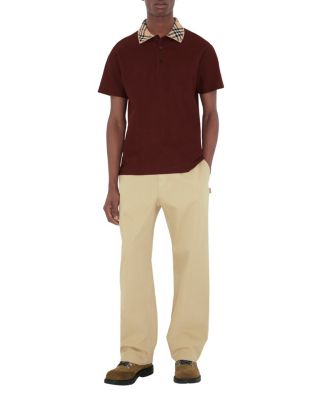 Check Collar Cotton Polo Shirt