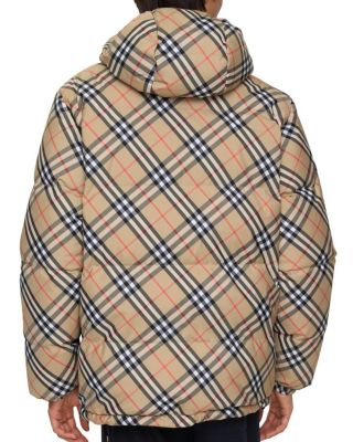 Reversible Check Hooded Puffer Jacket