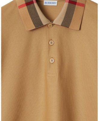 Long Sleeve Check Collar Cotton Polo Shirt