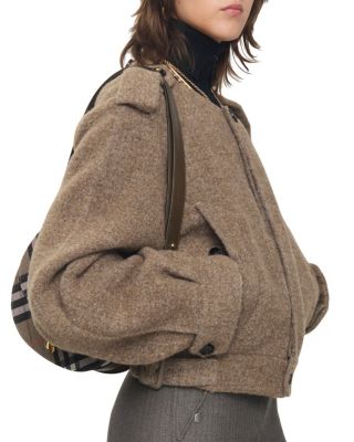 Detachable Scarf Wool Blend Jacket