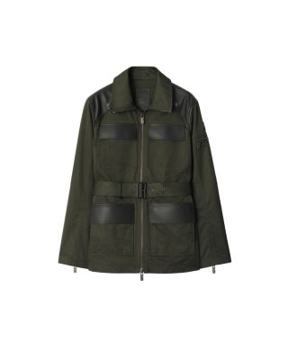 Leather Trim Nylon Blend Field Jacket