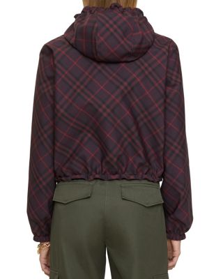 Cropped Reversible Check Hooded Jacket
