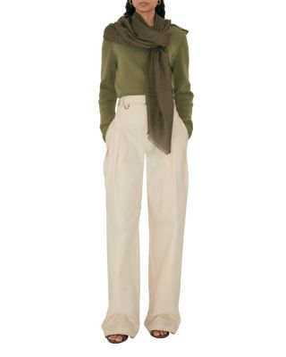  Wide Check Wool Silk Scarf