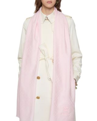  Wide Check Wool Silk Scarf