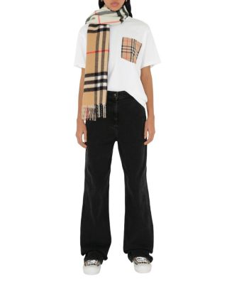  Contrast Check Cashmere Scarf