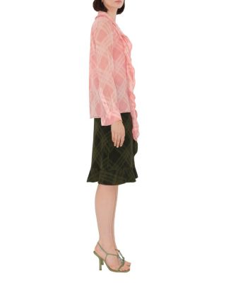  Check Silk Wrap Skirt