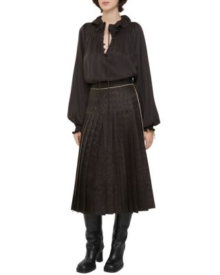 Sunflower Pleated Silk Skirt