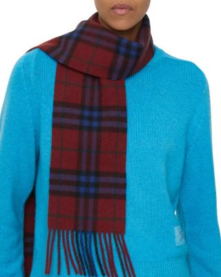 Narrow Check Cashmere Scarf