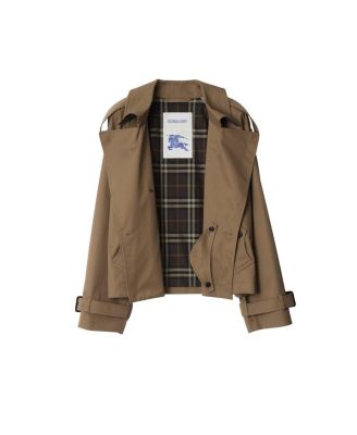 Cropped Gabardine Trench Jacket