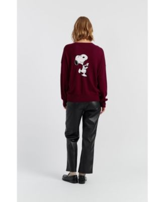  Women's Wool Cashmere Dancing Snoopy Sweater