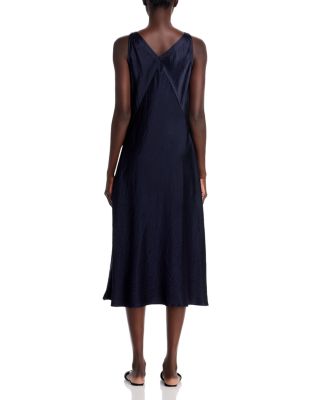 Textured Satin V-Neck Maxi Dress