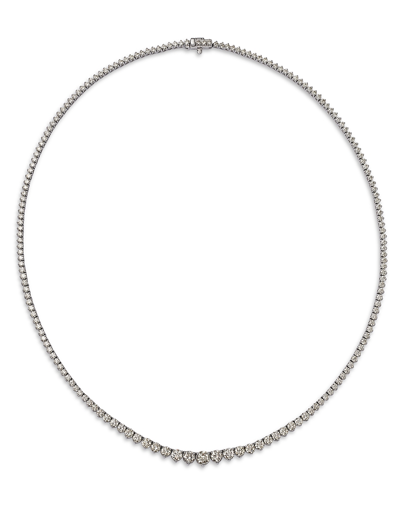 Bloomingdale's Fine Collection Diamond Graduated Tennis Necklace In 14k White Gold, 10.10 Tcw In Silver