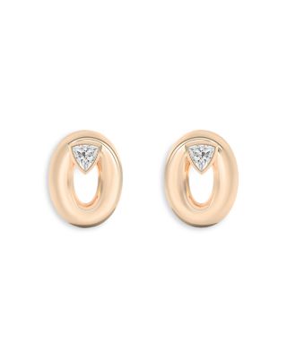 Certified Lab Grown Diamond Doshi Puff Studs with Trillions in 14K Yellow Gold, 0.62 tcw
