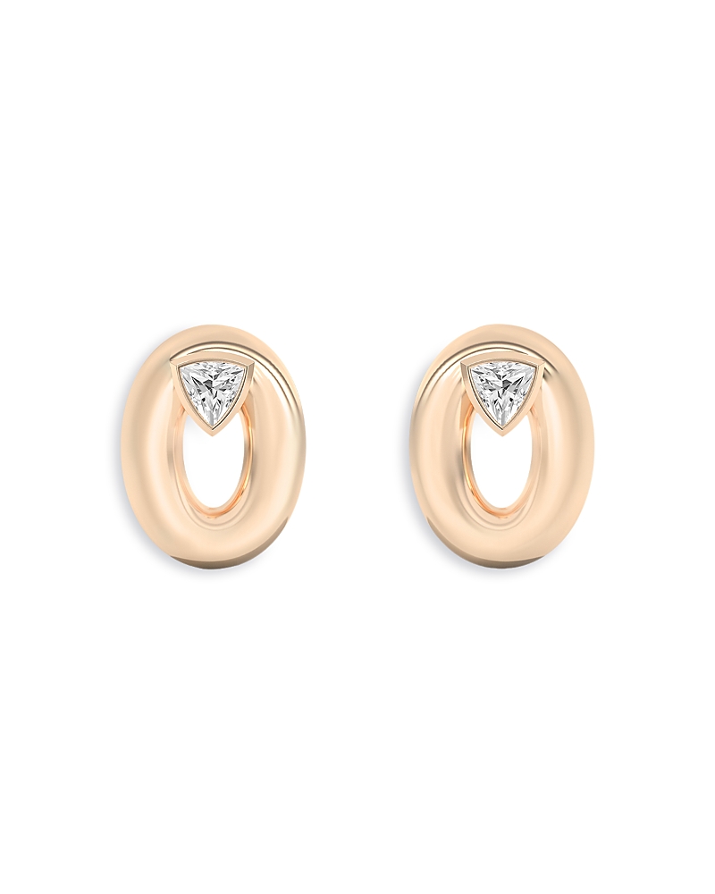 Shahla Karimi From The Luxe Collection Certified Lab Grown Diamond Doshi Puff Studs With Trillions In 14k Yellow G In Gold