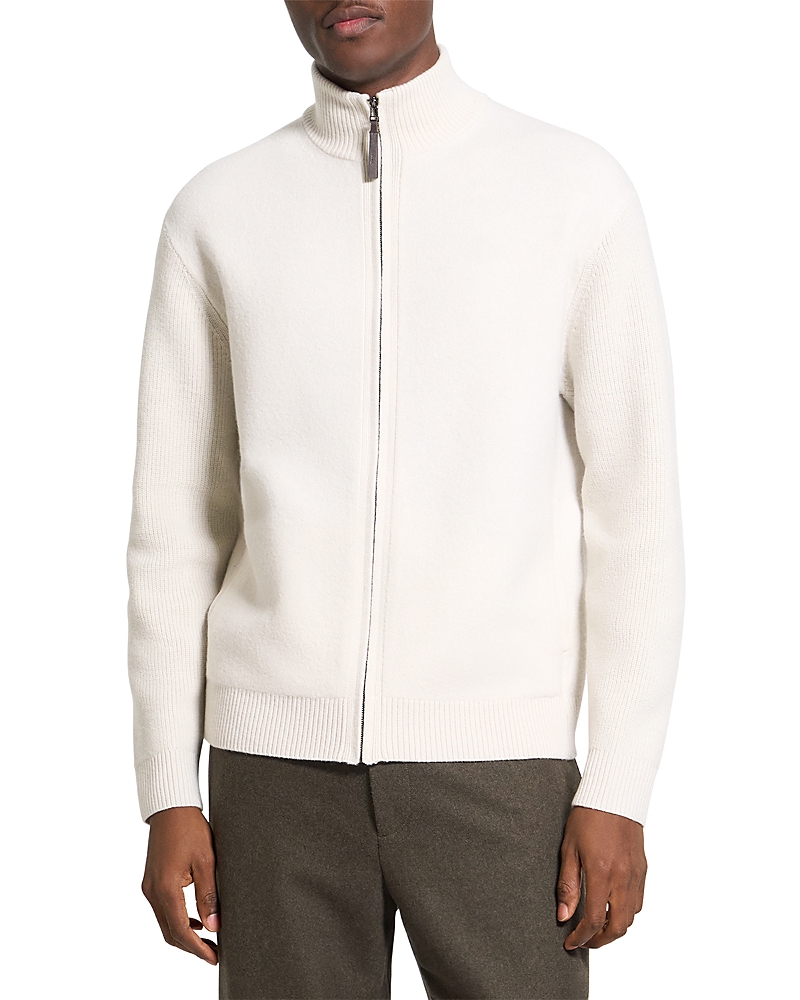 Theory Long Sleeve Relaxed Fit Wool Turtle Neck Sweater In White