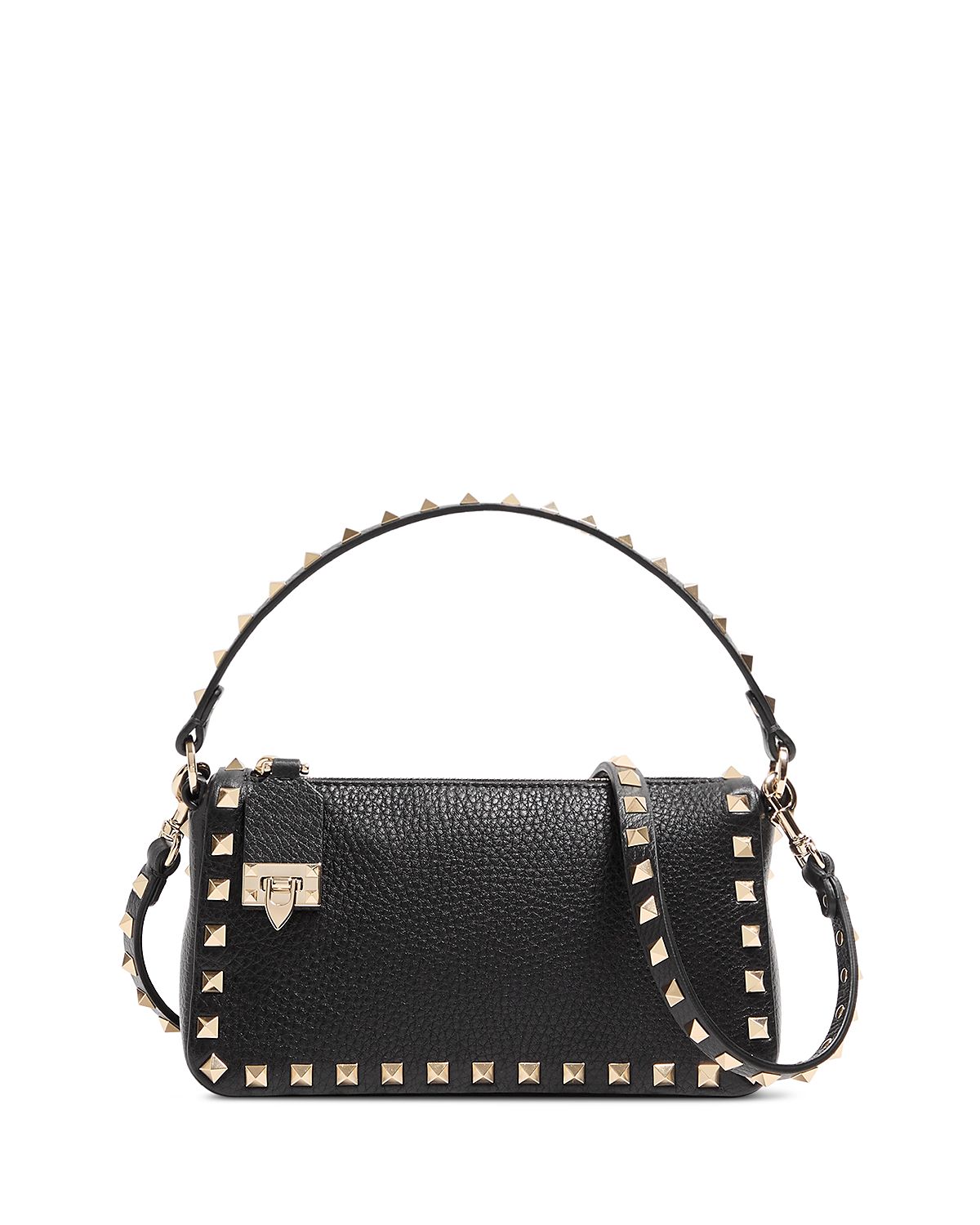 Valentino Rockstud Small Black Grainy Leather Crossbody Bag