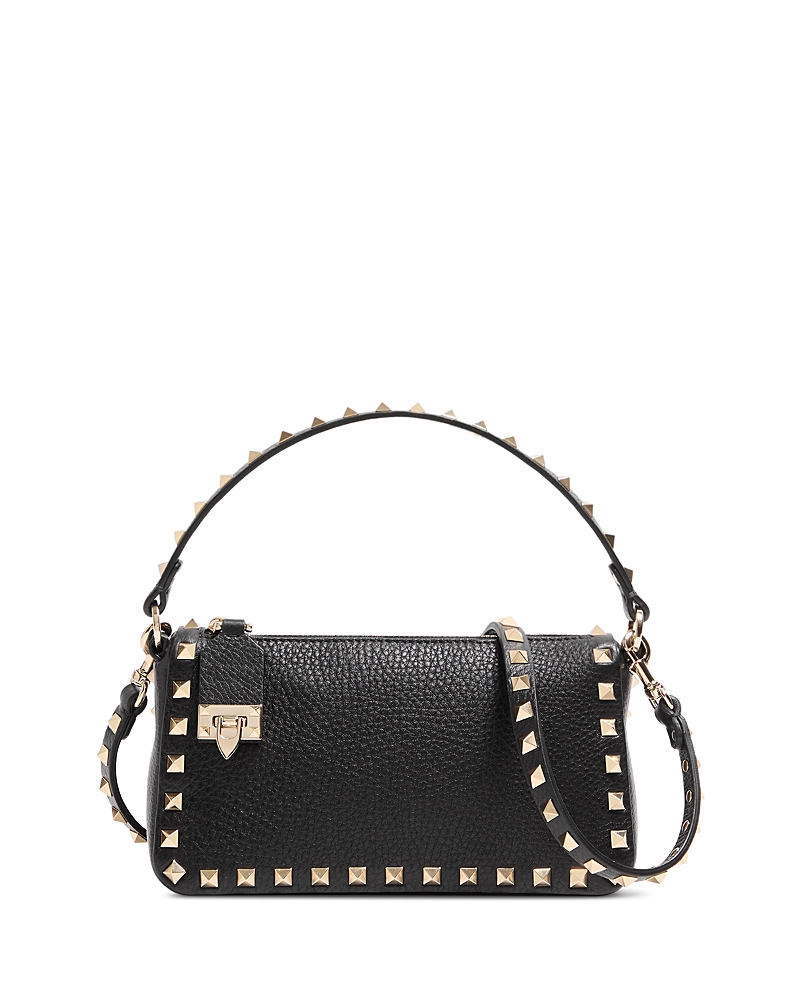 Valentino Garavani Valentino Rockstud Small Black Grainy Leather Crossbody Bag