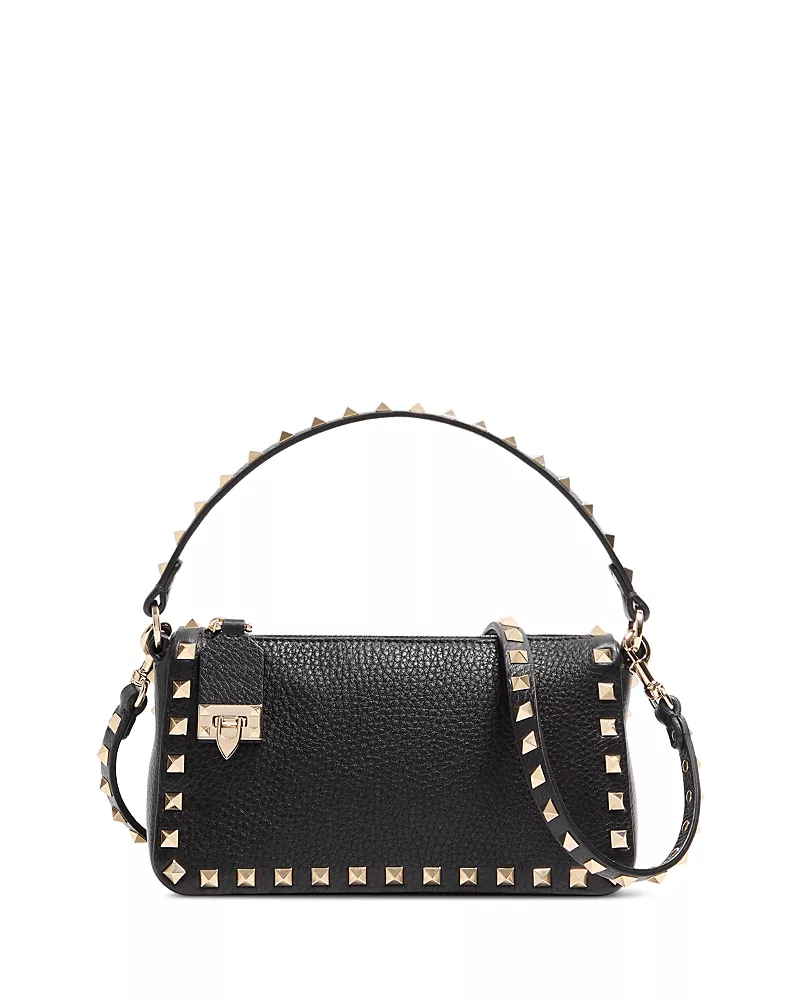 Valentino Rockstud Small Black Grainy Leather Crossbody Bag